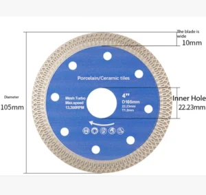 105mm Industrial Grade Turbo Diamond Saw Blade Super Thin Hot Press Ti coated Cutting Disc for Tile Ceramic Porcelain