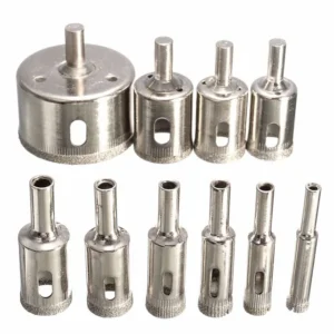10pcs Diamond Coated Drill Bit Set 6mm to 50mm for Glass Tile Marble Ceramic Hole Saw Cutter Opener Drilling Tools