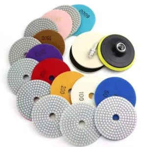 12pcs 4 Inch 100mm Diamond Polishing Pads 5/8″ 11 Backer Pad Wet/Dry Fine Abrasive Floor Polishing for Granite Concrete Marble