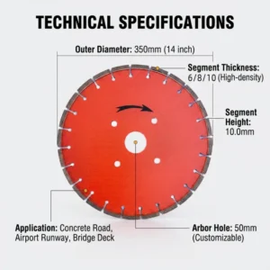 14 Inch Industrial Grade Laser Welded Segmented Diamond Saw Blade for Masonry Concrete Marble Dry Cutting