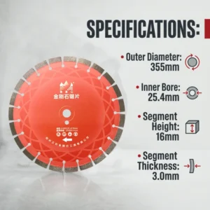 14 Inch Laser Welded Turbo Diamond Saw Blade for Granite Marble Tile Grinder Fast Dry Cutting