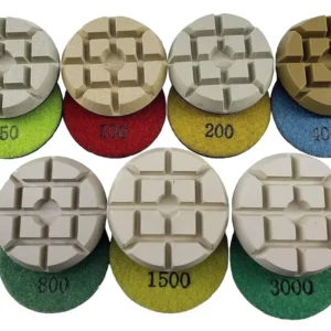 3/4″ Round Resin Bond Diamond Polishing Pads White Set of 3 Wet Only 50#-3000# Grit Floor Polishing for Granite Stone