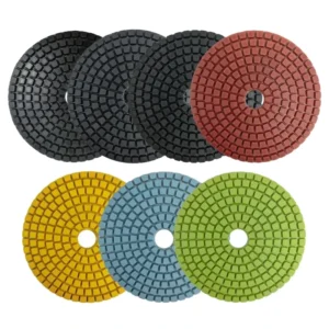 4″ 100mm Diamond Wet Polishing Buffing Pads 7 Mixed Grits with Nylon Backing for Stone Renovation for Granite Ceramic Floors