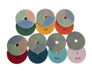4″ 7pcs Color-Coded Wet Diamond Polishing Pad Set 50-3000 Grit for Angle Grinder Granite Marble Quartz Countertop Polishing