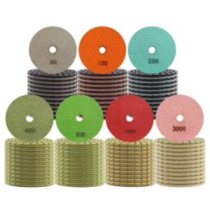 4″ Flexible Hook and Loop Diamond Dry Resin Polishing Pads for Concrete Granite Marble Stone Sanding Disc Polishing Disc