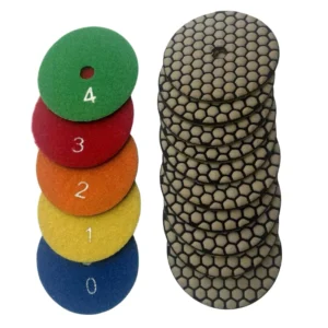 4 Inch 3-Step 3mm Thick Flexible Dry Diamond Abrasive Polishing Pads for Granite Marble