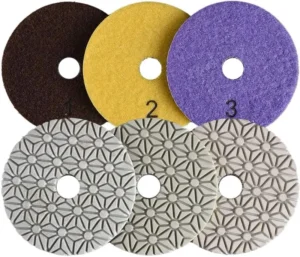 4 Inch 3 Step Diamond Flexible Polishing Pad for Granite Quartzite Marble Engineer Stone Floor Wet and Dry Resin 100mm OEM