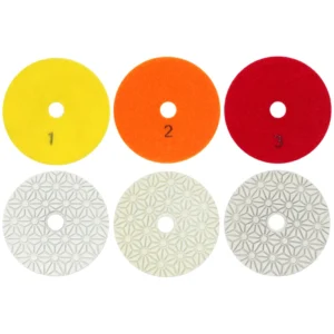 4 Inch 3 Steps Resin Bond Flexible Diamond Polishing Pads for Granite Marble Surface Wet Polishing