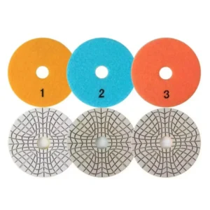 4 Inch Flexible Diamond 3 Steps Polishing Pad Hybrid for Granite Quartz Marble Engineer Stone Wet Dry 100mm Floor OEM