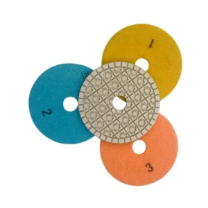4 Inch Wet Dry 3 Step Diamond Resin Flexible Polishing Pad for Granite Quartzite Marble Engineer Stone Floor 100mm
