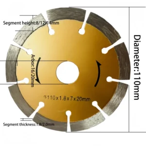 4.3″ 110mm Industrial Hot Press Segmented Diamond Saw Blade Dry Cut Granite Concrete Tile Professional Power Tool Accessory OEM