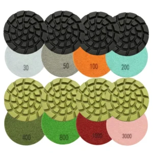 4in/100mm 9MM Diamond Concrete Cement Terrazzo Floor Polishing Buffing Pad Diamond Abrasive Pad Polishing Disc for Angle Grinder