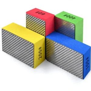 4pcs Diamond Hand Polishing Pads Fine Medium Abrasive Grade for Ceramic Tile Glass Grinding Sanding Blocks 60# 100# 200#