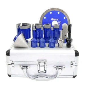 5/8″-11 Crown Ceramic Drill Bits Hole Saw Set Brazed Diamond Saw Blade Finger Milling Cutter Chamfer Cutting Bit Hole Cutter Kit