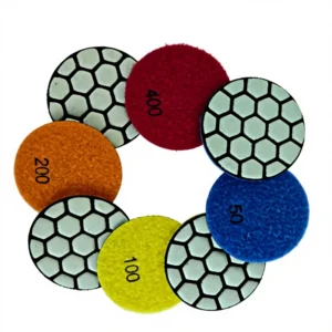 50mm 2″ Dry Diamond Polishing Pad Set (50-3000 Grit) with Hook & Loop Backing for Angle Grinder Marble Granite Stone Polishing