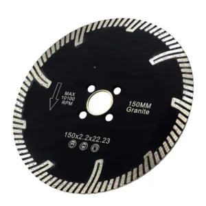 6 Inch Diamond Dry Turbo Saw Blade with Side Protection Teeth for Porcelain Tile Granite Marble Stone