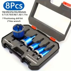 8PCS 6 45mm Diamond Coated Drill Bits Set Ceramic Tile Hole Saw with Position Drill for Glass Marble Granite Stone Porcelain