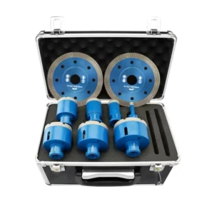 9pcs M14 Brazed Diamond Blue Sand Ceramic Hole Saw Set Model 039 Customizable Aluminum Box High Efficiency Cutting