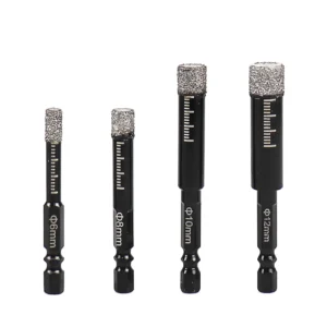 Diamond Brazed Dry Drill Bits Hexagon Shank Hole Saw Cutter 6mm for Granite Ceramic Tile Glass