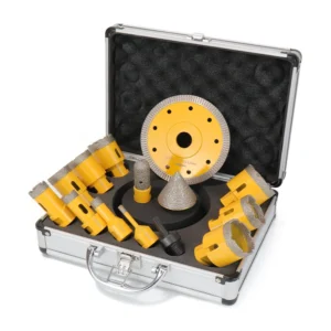 Diamond Crown Hole Saw Cutter Core Drill Bit and Saw Blade Set with Box for Porcelain Ceramics Tile Marble
