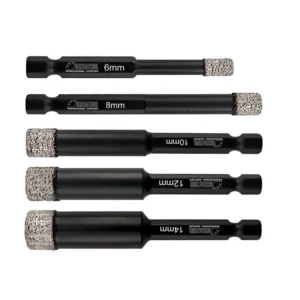 Dry Diamond Drill Bits Diamond Hole Saw Vacuum Brazed Diamond Core Drill Bit Quick-fit Shank for Porcelain Tile Granite Marble