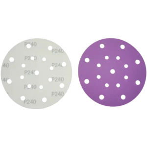 Film Backed Sand Paper Disc Ceramic Purple Round Abrasive Sandpaper 17 Holes Waterproof 150mm Hook And Loop Sanding Disc For Car