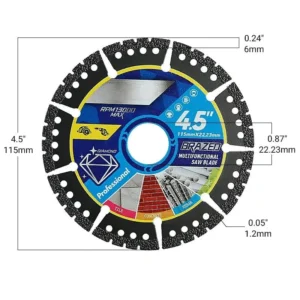 Industrial 4.5″ Diamond Multi-Purpose Saw Blades Heavy Duty Angle Grinder Cutting
