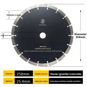 Industrial Diamond Saw Blade for Concrete & Granite 250mm High Frequency Welded High Performance 25.4mm Arbor