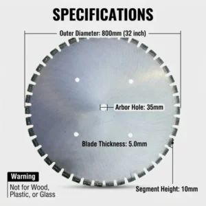 Industrial Laser Welded 1000mm 32″ Heavy Duty Diamond Saw Blade 50mm Arbor Reinforced Concrete Bridge Cutting Disc Wall Saw