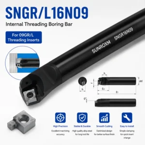 L16N09 OEM Internal Grooving Boring Bar CNC Lathe Tool Holder With Black Oxide Coating For 09GR/09GL Inserts