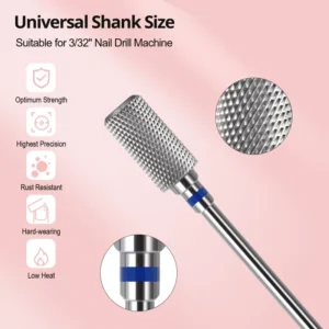 Manicure Drills Removal Gel Safety 6.5mm Barrel Dust Proof D4S Cut Right handed 3/32 Carbide Nail Drill Bits