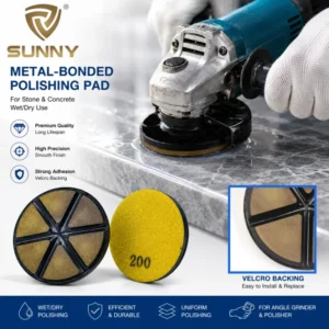 Metal-Bonded Diamond Polishing Pad for Granite Stone Concrete Professional Wet Dry Grinding Tool for Backing Angle