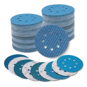 OEM Durable 5 Inch 8 Holes 125 mm Flocking Sanding Disc Blue Diamond Aluminum Oxide Cleaning Sandpaper for Metal Polishing