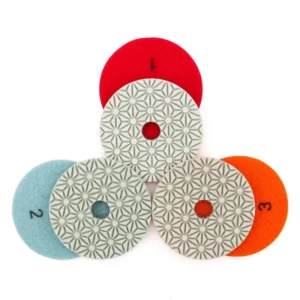 OEM FM-003 3-Step 100mm Wet Fine Abrasive Diamond Resin Polishing Buffing Pads for Marble Granite Stone Grinding Angel