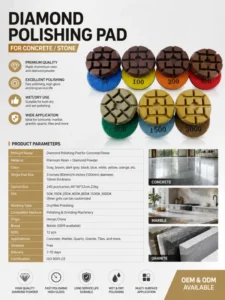 High Quality Durable Resin Bond Flexible Diamond Polishing Pad for Concrete Marble Granite Tiles OEM Coarse Abrasive Dry Wet