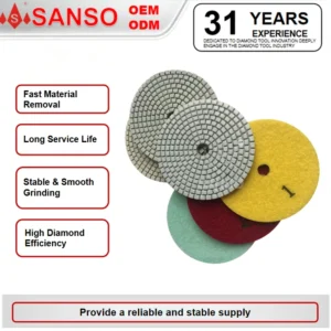 Soft Polishing Pad Diamond Flexible Polishing Pad for Granite Marble Quartz Stone Wet Dry Use Resin Bond Abrasive Floor Pad