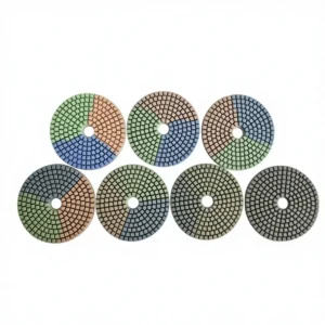 Three Color Segmented Diamond Polishing Pads High Efficiency Wet Sanding Discs with Color Coded Grits for Marble & Tile